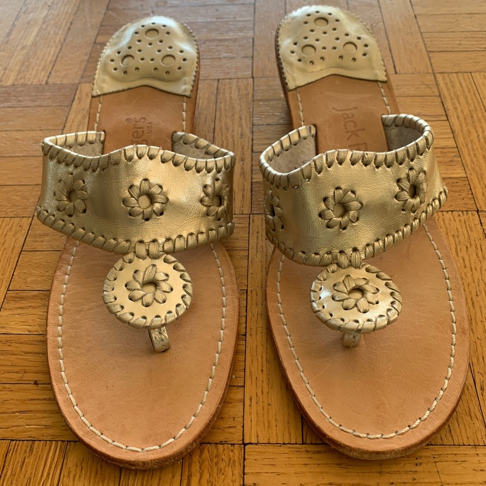 EUC Jack Rogers USA all leather slight wedge. Size 8m. See foot bed for no wear